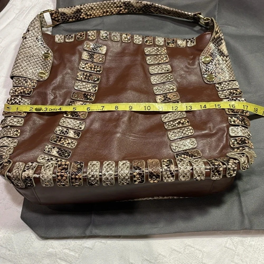 Danielle Nicole New York Large Hobo Purse Brown & Snake Print Gold Hardware
